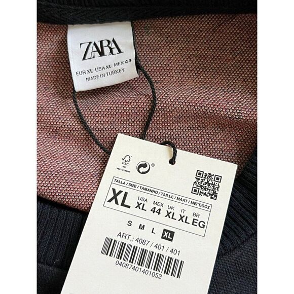 Zara Mens Ski Sweater XL Knit Navy Blue Polka Dot Streetwear 4087/401 NWT - Picture 6 of 12